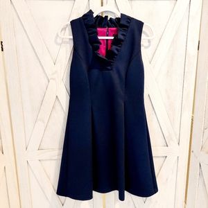 Jessica Howard Navy Blue Ruffle Neck Dress